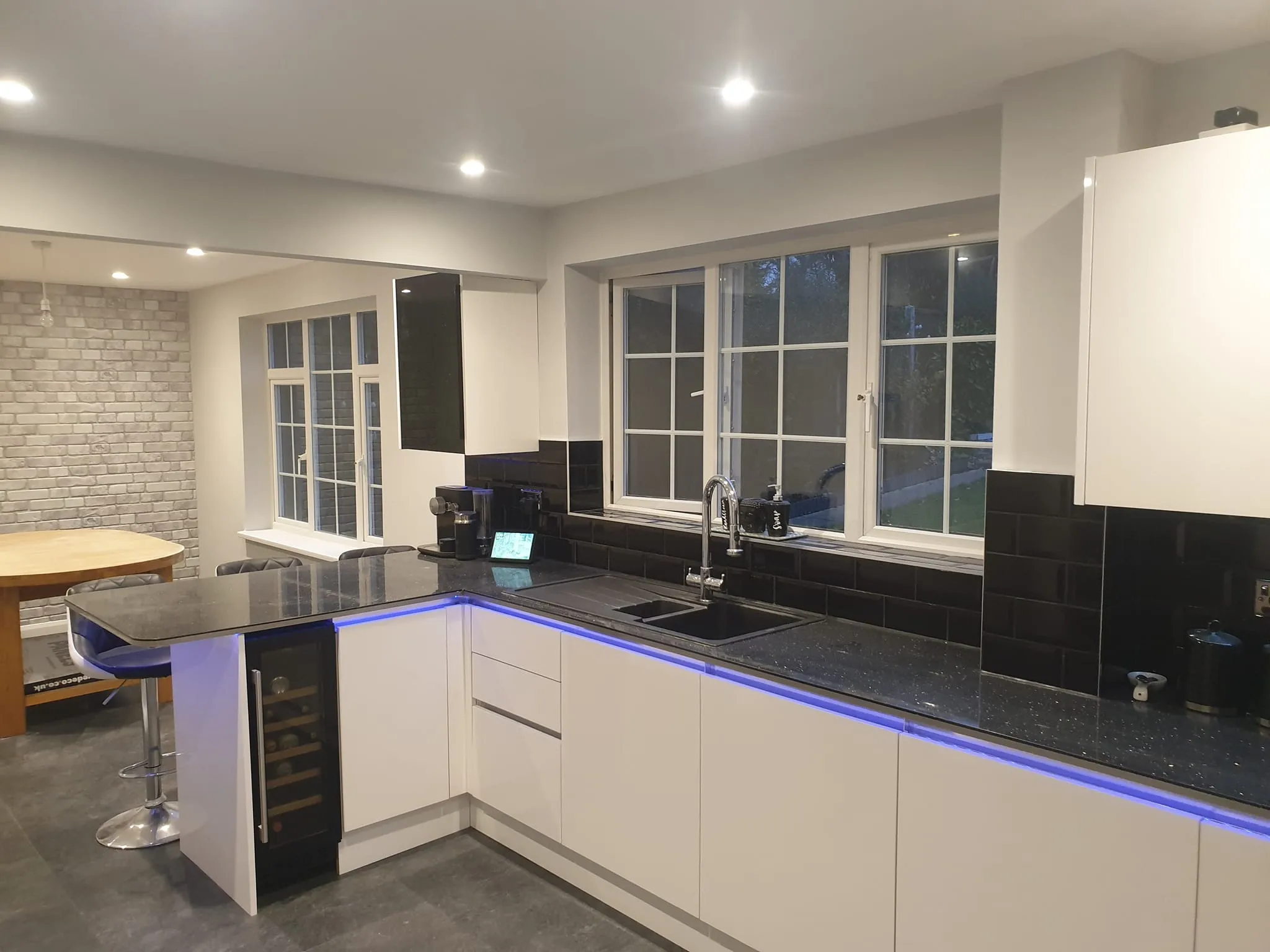 a kitchen with a sink and a counter